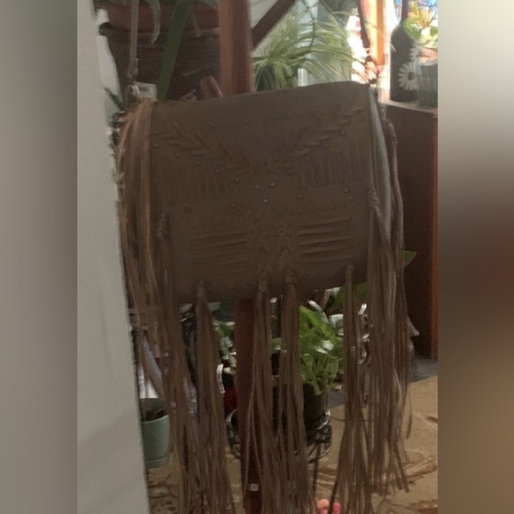 Big Buddha Tan Fringed Crossbody Bag. - Picture 1 of 10